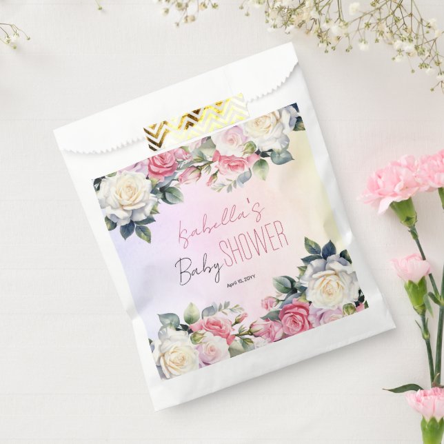 Sachets En Papier Bébé rose en Fleur Baby shower Floral (Scellé)