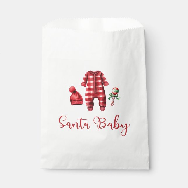 Sachets En Papier Bébé Santa Bébé Shower de Noël (Devant)