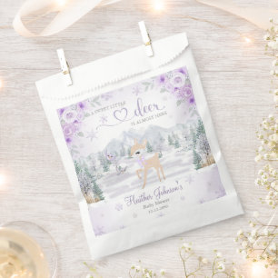 Sachets En Papier Bébé Shower Flocon de Neige Violet Cerf d'Hiver
