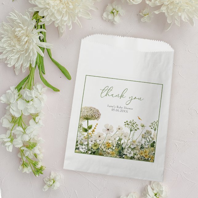 Sachets En Papier Bébé vert en fleurs Baby shower Fleur sauvage flor (Créateur téléchargé)