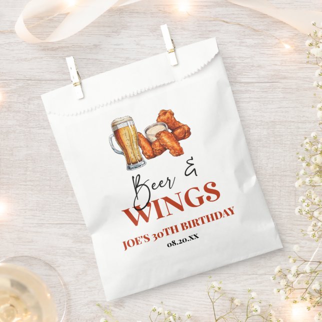Sachets En Papier Beer and Wings Birthday Party (Coupé)