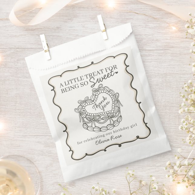 Sachets En Papier Beige Bow Retro Coquette gâteau Coquette Anniversa (Coupé)