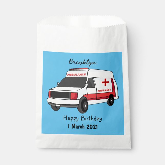 Sachets En Papier Belle ambulance rouge caricature van (Devant)