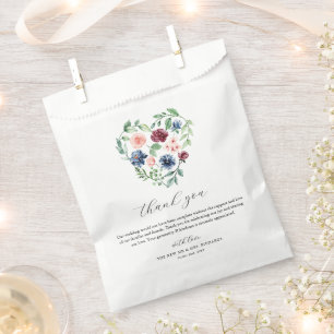 Sachets En Papier Belle aquarelle Floral Mariage de coeur