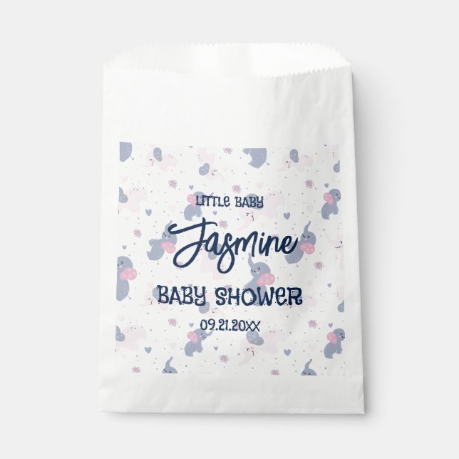 Sachets En Papier Belle bande dessinée éléphants motif sur bleu mari (Devant)