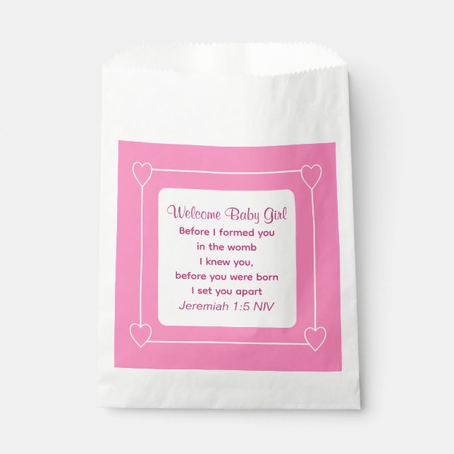 Sachets En Papier Belle Bible Baby shower Verse Parti rose Favoriser (Devant)