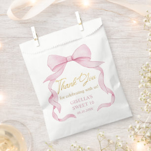 Sachets En Papier Belle Coquette Pink Ribbon Bows Sweet sixteen 16