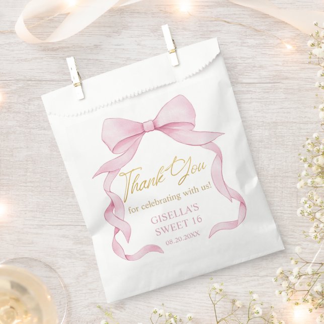 Sachets En Papier Belle Coquette Pink Ribbon Bows Sweet sixteen 16 (Coupé)