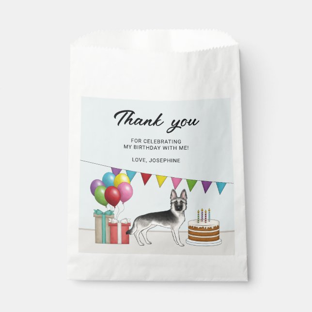 Sachets En Papier Berger allemand Silver Sable Anniversaire Merci (Devant)