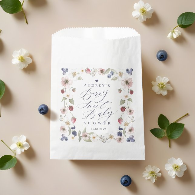 Sachets En Papier Berry Baby shower doux Fleurs et baies sauvages (Berry Sweet Baby Shower Wild Berries & Flowers Favor Bag)