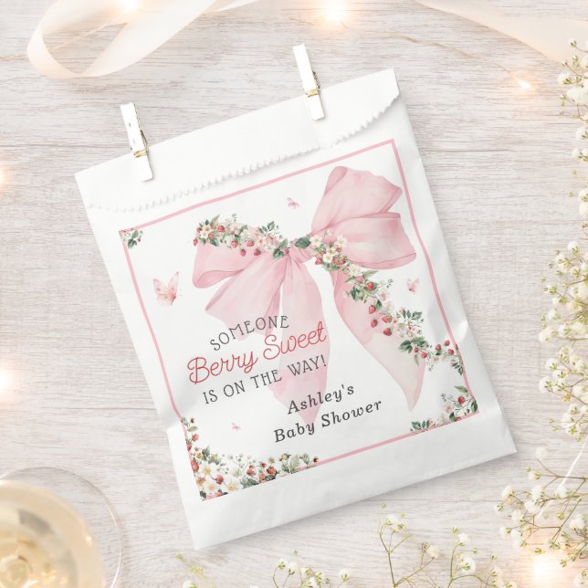 Sachets En Papier Berry fraise Sweet Bow Baby shower (Coupé)