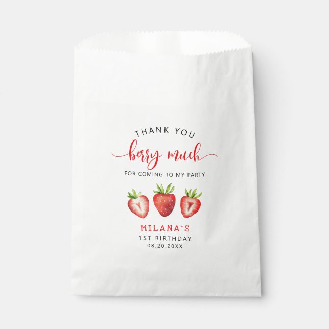 Sachets En Papier Berry Merci fraise mignonne beaucoup (Devant)