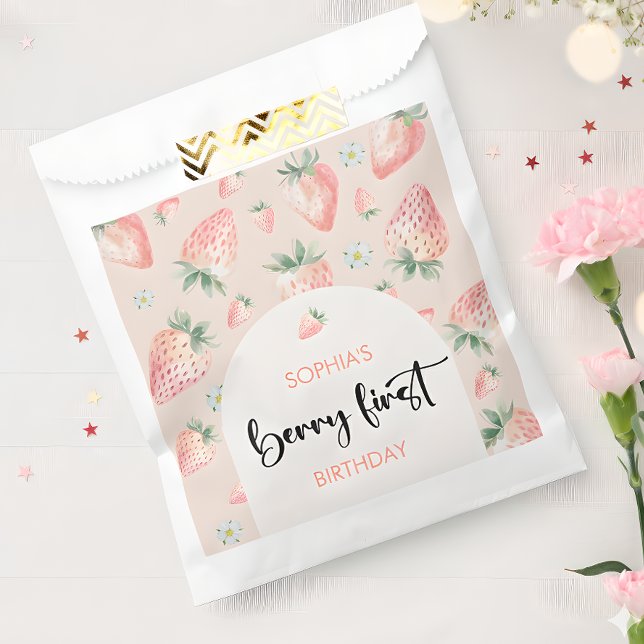 Sachets En Papier Berry premier anniversaire de enfant de fraise (Créateur téléchargé)