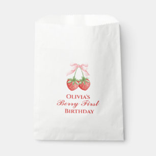 Sachets En Papier Berry premier anniversaire de fraise Bow rose