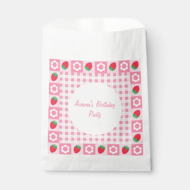 Sachets En Papier Berry rose et rouge Premier anniversaire Fête Favo (Devant)
