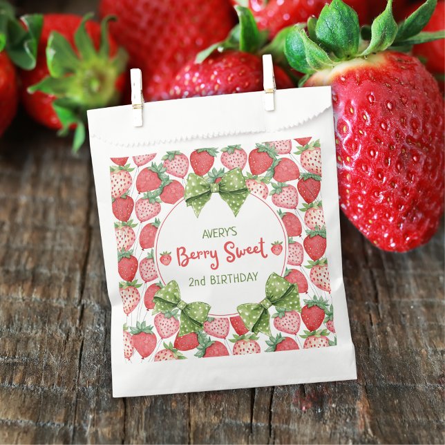Sachets En Papier Berry Sweet 2nd Birthday Strawberry Party  (Créateur téléchargé)