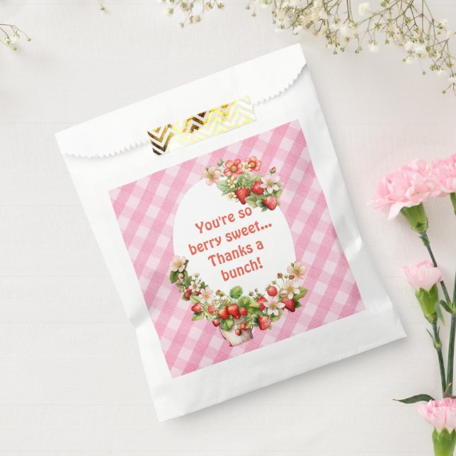 Sachets En Papier Berry Sweet En vichy Baby shower rose (Scellé)