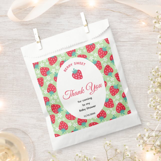 Sachets En Papier Berry Sweet Green Strawberry Baby Shower (Coupé)