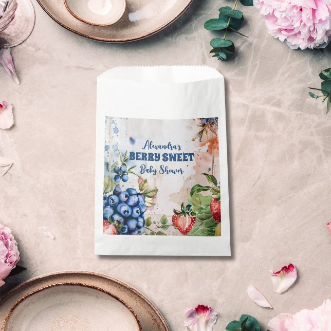Sachets En Papier Berry Sweet Wild Berries & Fleurs Baby shower (Créateur téléchargé)