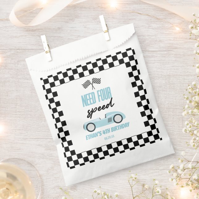 Sachets En Papier Besoin de quatre Speed Blue Race Car 4e fête d'ann (Coupé)