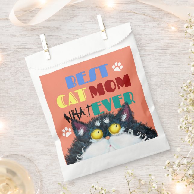 Sachets En Papier Best Cat Mom Ever grumpy cat drôle de texte dessin (Coupé)