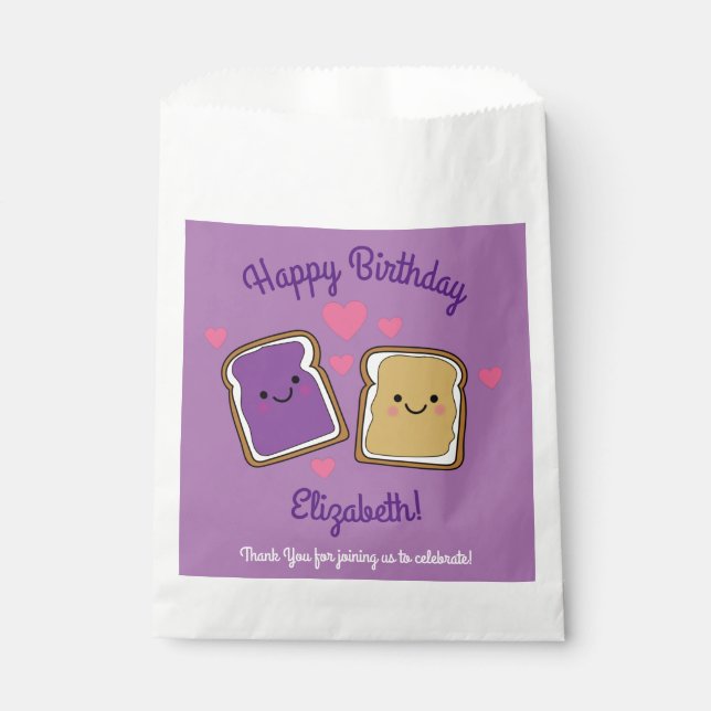 Sachets En Papier Beurre d'arachide et Jelly fête d'anniversaire PBJ (Devant)