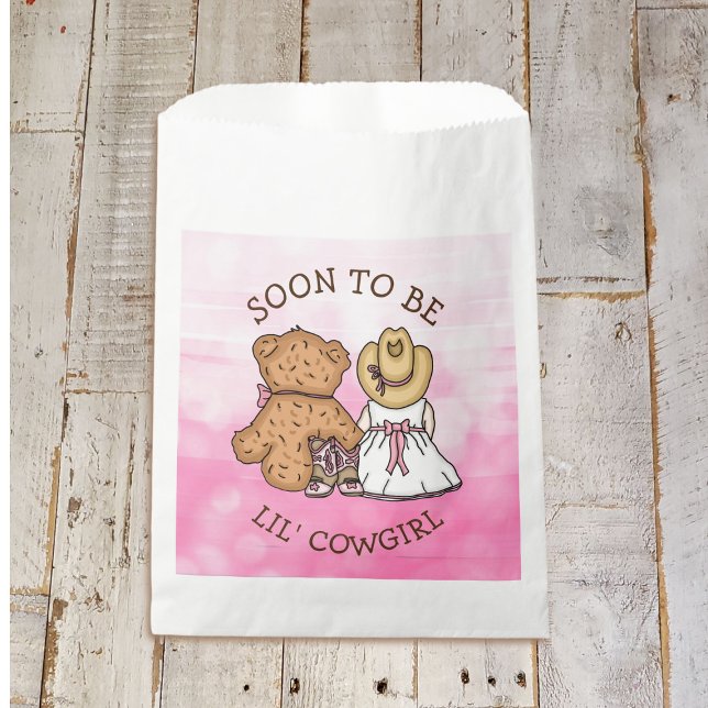 Sachets En Papier Bientôt Être Lil' Cowgirl Baby shower Rose (Créateur téléchargé)