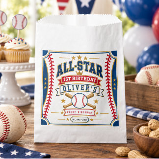 Sachets En Papier Billet de baseball All-Star pour le 1er anniversai