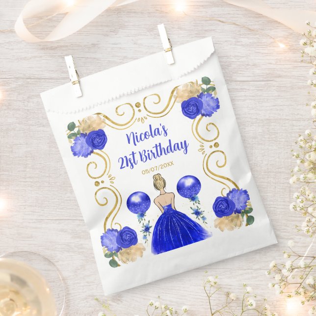 Sachets En Papier Birthday Party Blonde Princess in Blue (Coupé)