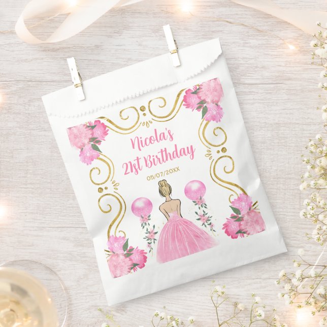 Sachets En Papier Birthday Party Blonde Princess in Pink (Coupé)