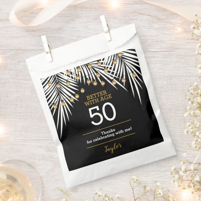 Sachets En Papier Black and Gold 50th Birthday Party (Coupé)