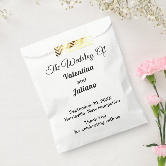 Sachets En Papier Black and White Typography Wedding Favor Bags (Scellé)