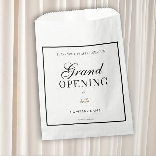 Sachets En Papier Black Frame Script Business Logo Grand Ouverture