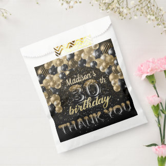 Sachets En Papier Black Gold Luxury 30e anniversaire Personnalisé