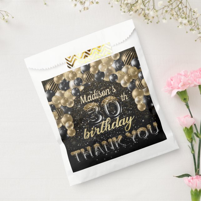 Sachets En Papier Black Gold Luxury 30e anniversaire Personnalisé (Scellé)