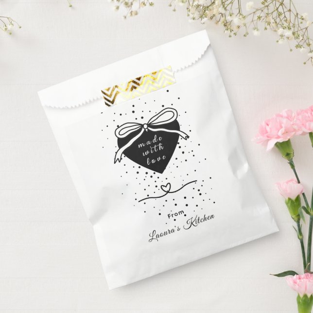 Sachets En Papier Black heart & Bow Made with love Bakery  (Scellé)