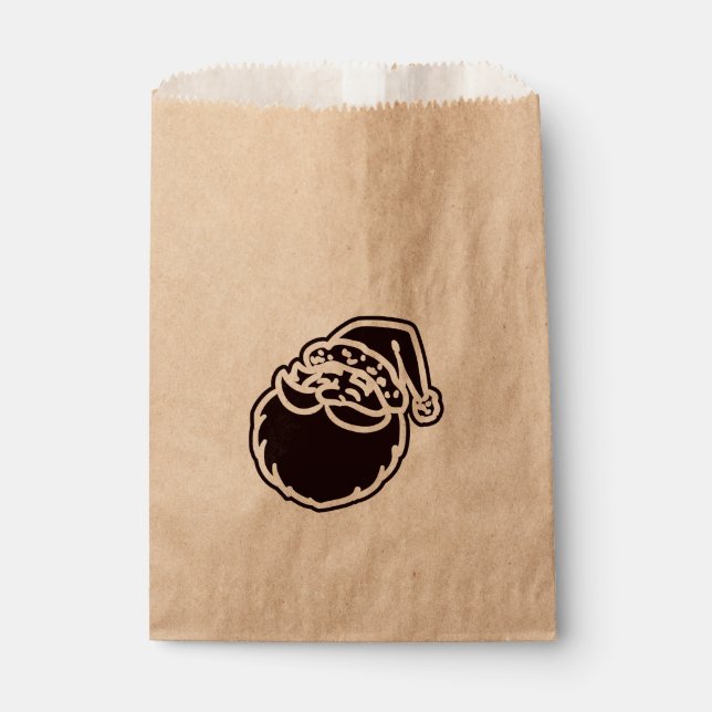 Sachets En Papier Black Père Noël Visage Noël Fête Treat (Devant)