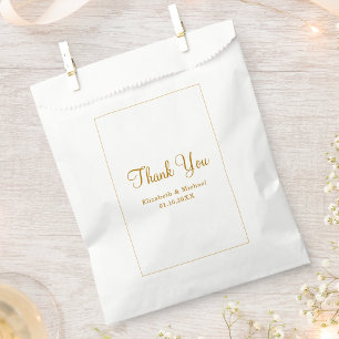 Sachets En Papier Blanc Élégant Or Personnalisé Merci