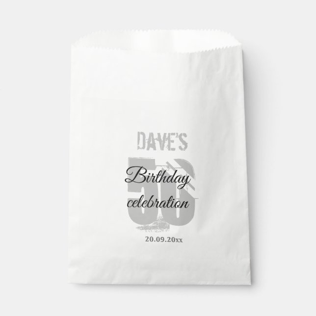 Sachets En Papier Blanc Personnalisé 50e Fête d'anniversaire n'impor (Devant)