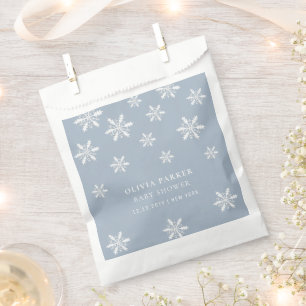 Sachets En Papier Bleu clair Boho Hiver Snowflake Baby shower
