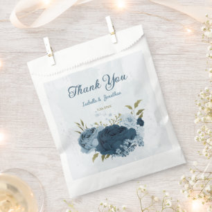 Sachets En Papier bleu clair marine fleurs mariage