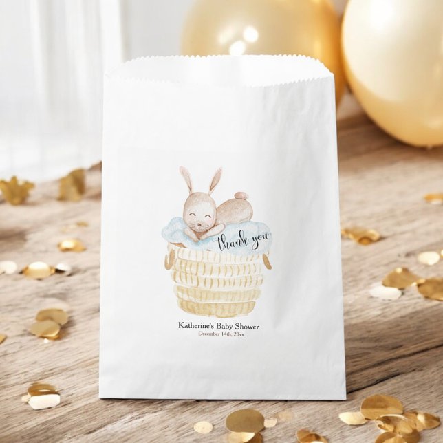 Sachets En Papier Bleu de lapin dans un Baby shower de panier (Créateur téléchargé)