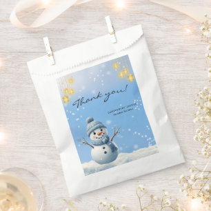 Sachets En Papier Bleu Elegant Whimsical Winter Snowman Baby shower