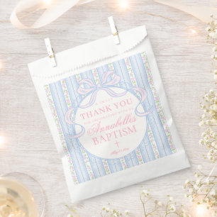 Sachets En Papier Bleu Floral Fantaisie Vintage pour Dessert de Bapt
