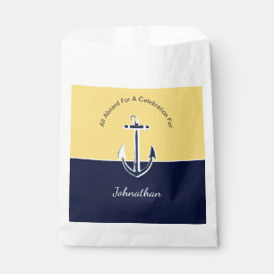 Sachets En Papier Bleu marine et Mustard Jaune Ancre