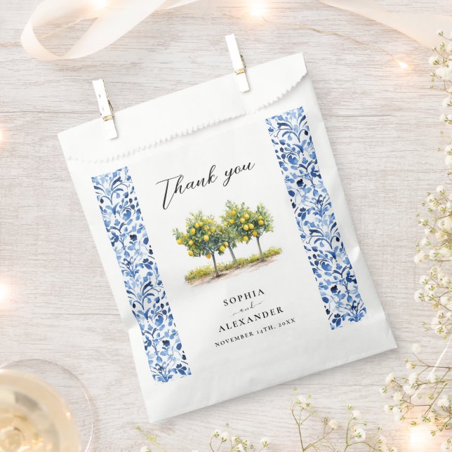 Sachets En Papier Bleu méditerranéen Carrelage italien Citron Mariag (Coupé)