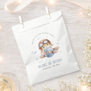 Sachets En Papier Bleu mignon Voler au-dessus de Teddy Animal Plane