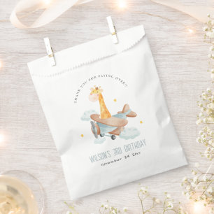 Sachets En Papier Bleu mignon Voler sur Giraffe Animal Plane Anniver