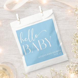 Sachets En Papier Bleu minimaliste Hello Baby shower bébé