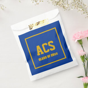 Sachets En Papier Bleu Royal et Couleurs et Lettres en Or